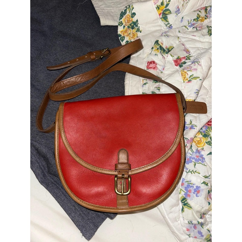 Vintage Coach Saddlebag Spectator Riding Bag Red and brown USA Leather